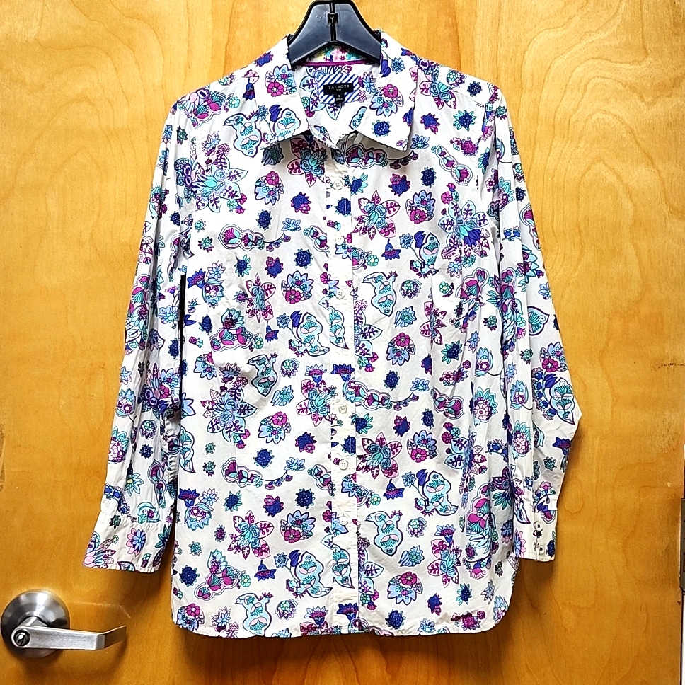 Talbots Plus Shirt Size X (10-12?) White With Floral Print
